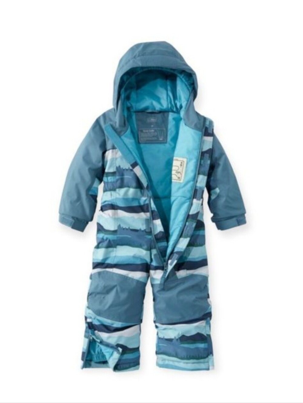 L.L. Bean One Piece Snowsuit Blue Mountain Print 12-18 Months